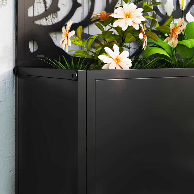 Outsunny Metal Raised Garden Bed with Privacy Panel, Freestanding or Wall Mounted Outdoor Planter Box for Garden, Patio