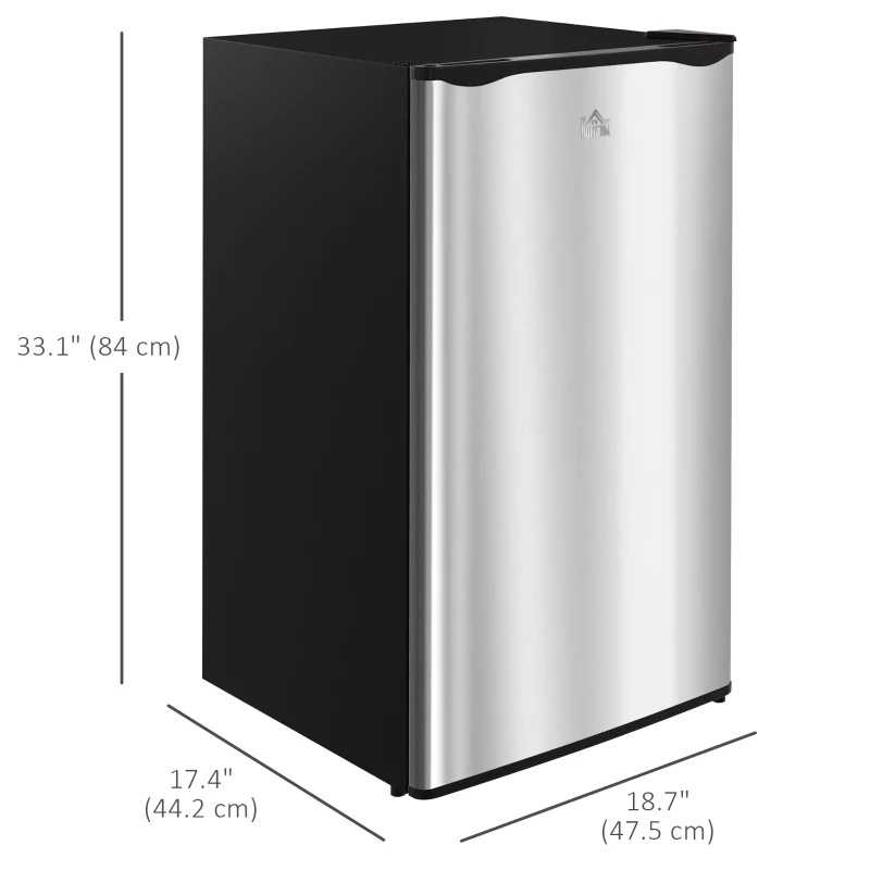 HOMCOM Compact Refrigerator, Mini Fridge with Freezer, Adjustable Shelf, Mechanical Thermostat and Reversible Door, Silver