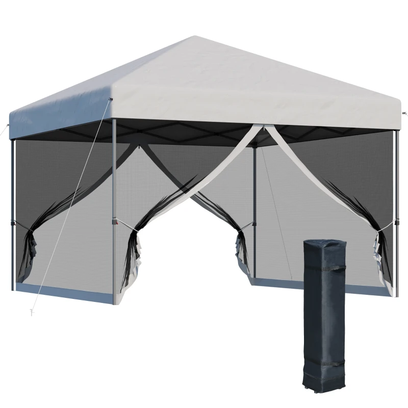 Outsunny 10' x 10' Pop-Up Canopy Tent Outdoor Party Tent, 3-Level Adjustable Height, Silver