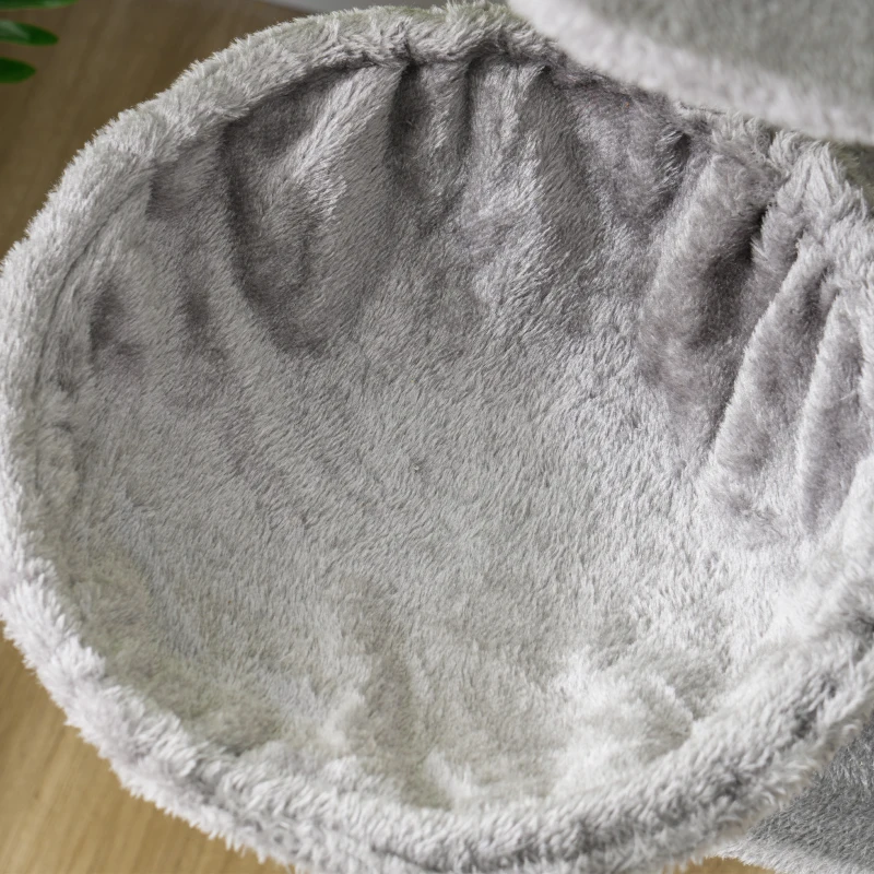 PawHut 52.5" Cat Tree Tower with Scratching Posts, Cat Condos, Bed, Platforms, Hammocks, for Indoor Cats, Grey