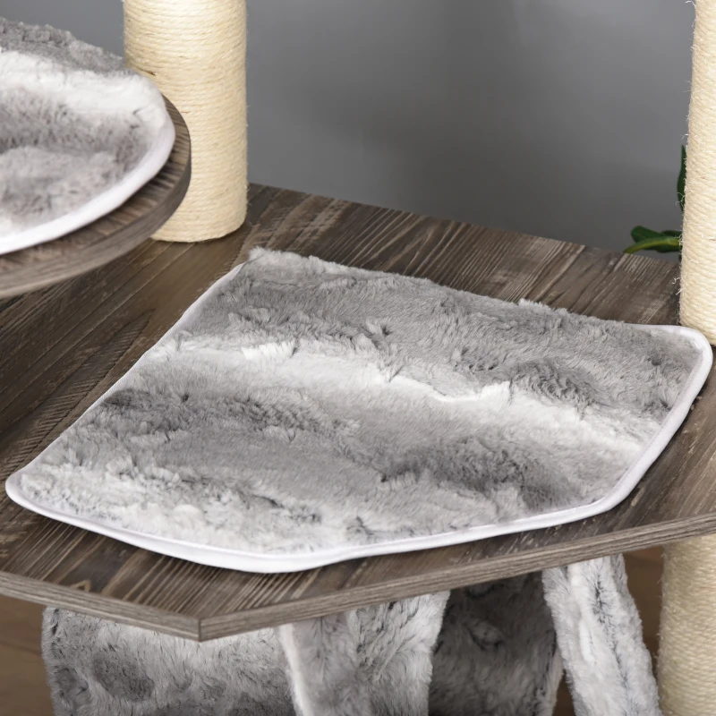 PawHut Cat tree Tower Climbing Kitten Activity Center Furniture with Sisal Scratching Post Tunnel Ladder Perch Hanging Balls 21.25" x 21.25" x 52.25"