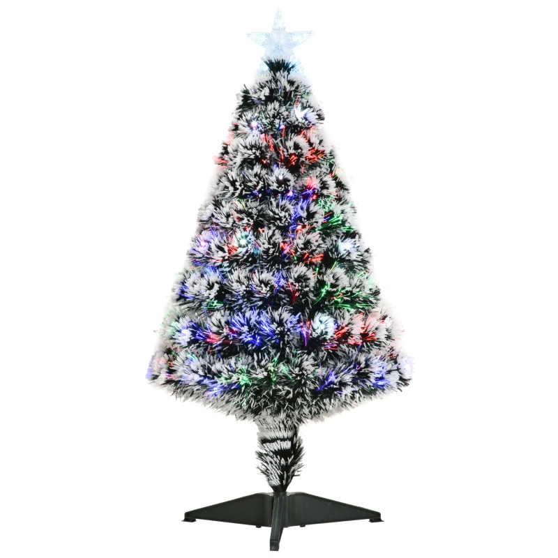 HOMCOM 3ft Pre-Lit LED Optical Fiber Christmas Tree w/ Stand
