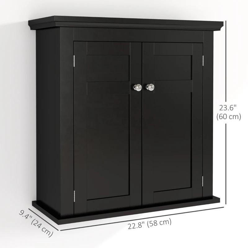kleankin Bathroom Cabinet, Medicine Cabinet, Over Toilet Storage Cabinet with Adjustable Shelves for Entryway, Black