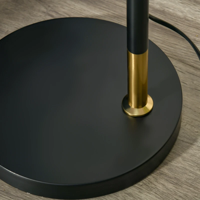 HOMCOM Arc Floor Lamp, Standing Reading Light, with Adjustable Lampshade, and Round Base for Living Room, Office, or Bedroom, Black/ Gold