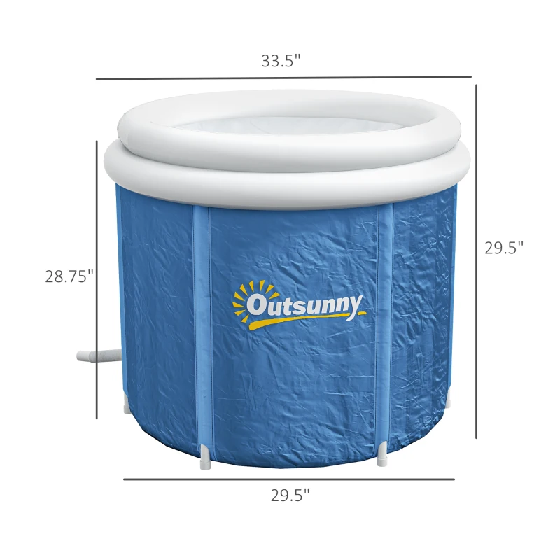 Outsunny Cold Plunge Tub, Portable Ice Bath Cold Water Therapy Tub with Thermo Lid, for Athletes Recovery, Dark Blue