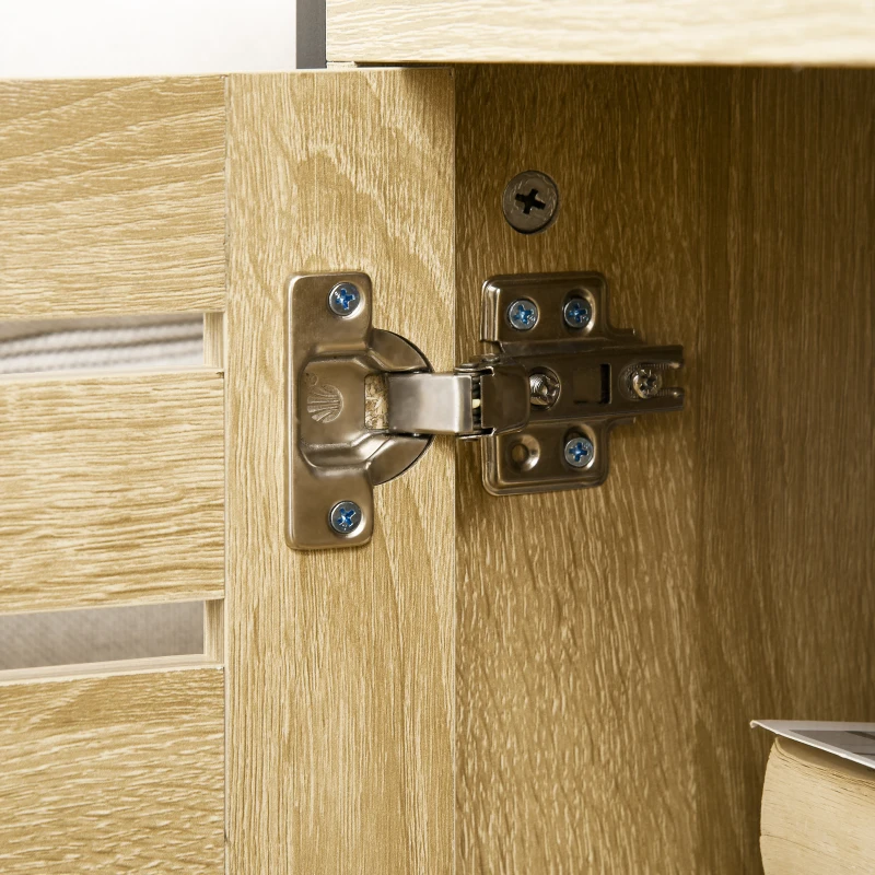 HOMCOM Industrial Sideboard Buffet Cabinet, Kitchen Storage Cabinet w/ Open Shelves, 2 Door Cupboards for Living Room, Natural