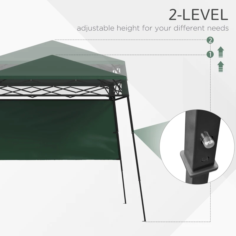 Outsunny 7' x 7' Pop Up Canopy Gazebo Tent with Backpack & Adjustable Legs, Green