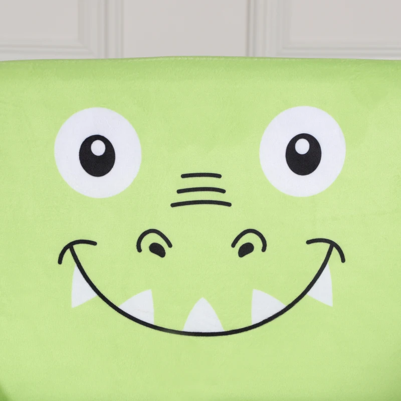Qaba Kids Sofa, Armrest Chair for Preschool, Toddler Couch for Kids Room, Kindergarten with Cute Animal Print, Super-soft Velvet, Eucalyptus Wood, Green