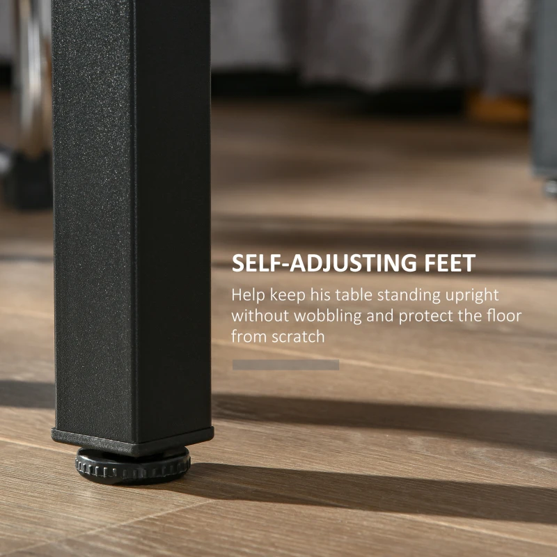 HOMCOM Modern Bar Table, Pub Table, Accent Console Table with Side Storage Shelf & Metal Frame, Black