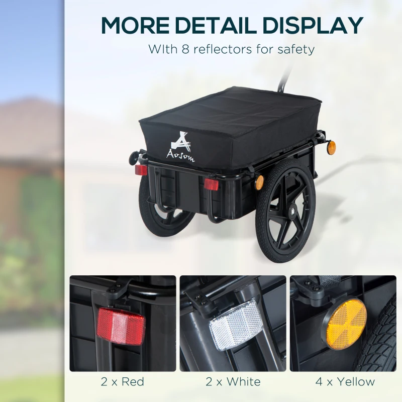 Aosom Bicycle Cargo Trailer with Removable Box and Waterproof Cover, Bike Wagon Trailer with Two 16in Wheels(m-7)