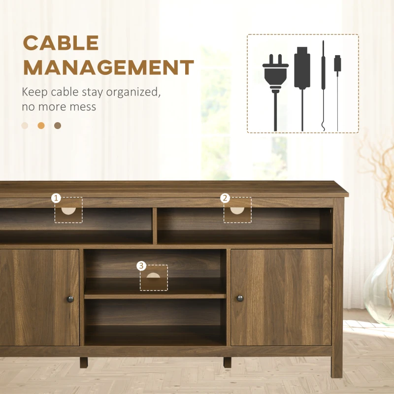 HOMCOM TV Stand for TVs up to 55", TV Unit with Storage Cupboard and Shelves, 55.1" x 15.7" x 27", Walnut