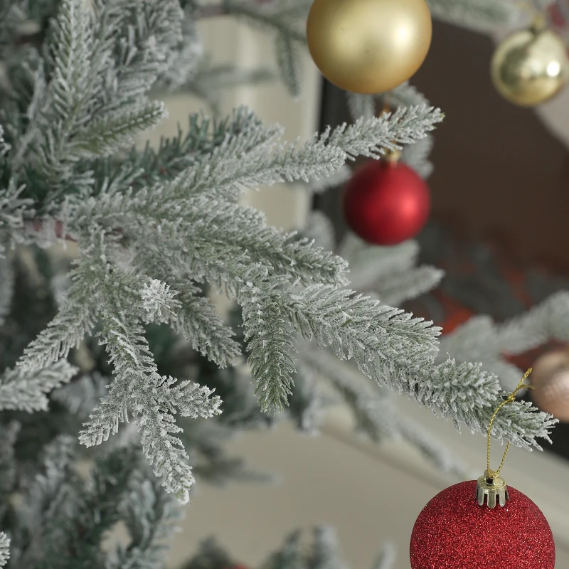 HOMCOM 9 Foot Artificial Nordic Pine Christmas Tree with Snow, Easy Assembly, Hinged Xmas Tree for Home Office Holiday