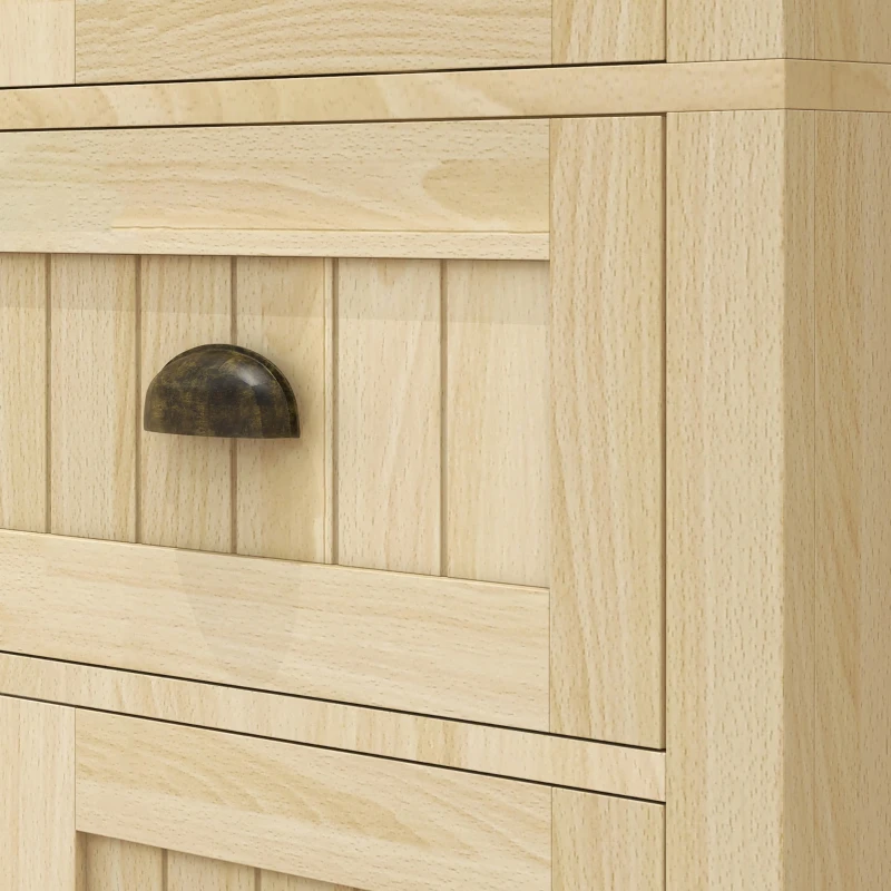 HOMCOM 72" Kitchen Cabinet, Kitchen Pantry Cabinet with 4 Doors, 2 Adjustable Shelves and Drawer, Nature Wood