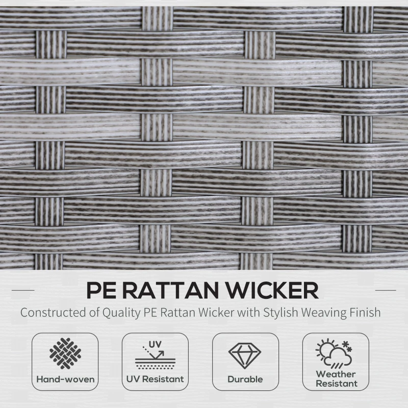 Outsunny 5 Pieces Wicker Patio Conversation Dining Furniture Set with Cushions, Table and Ottomans, Cream White