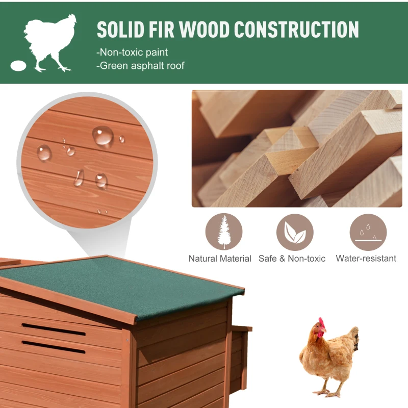 PawHut 88" Large Wooden Chicken Coop Outdoor Hen House Poultry Cage Pen Backyard with Run, Nesting Box, Waterproof Roof and Removable Tray, Natural