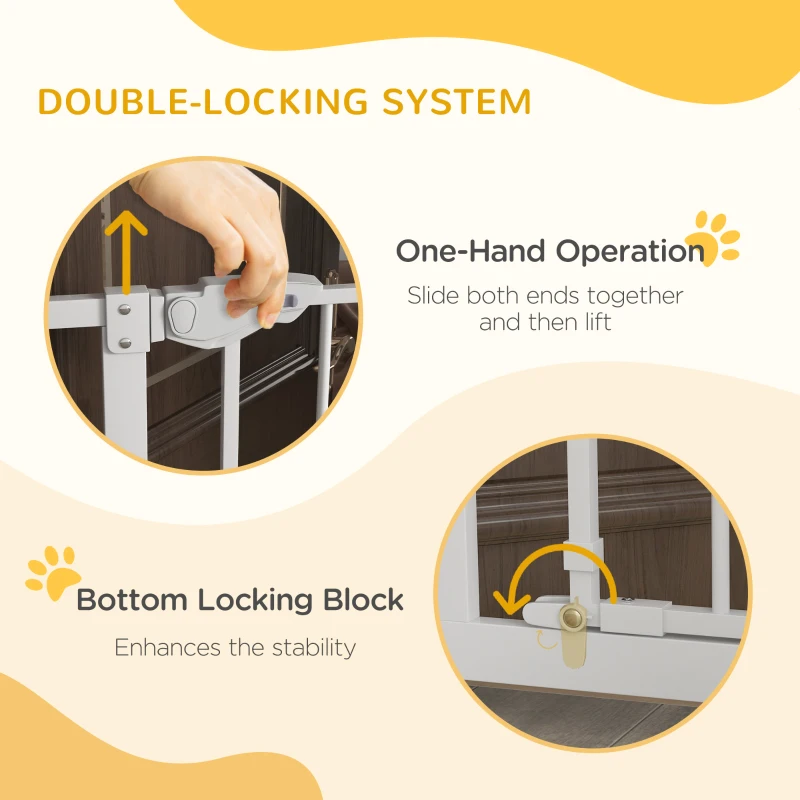 PawHut 41" Easy Open Indoor Dog Gates for Doorways, House, Stair - White