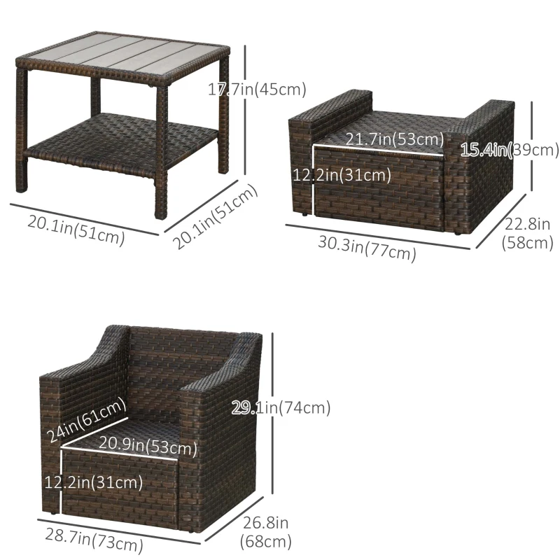 Outsunny 5-Piece  Patio Furniture Set Outdoor Rattan Wicker Conversation Set with 2 Cushioned Chairs, 2 Ottomans and Coffee Table, Replacement Cushion Cover Included, Beige