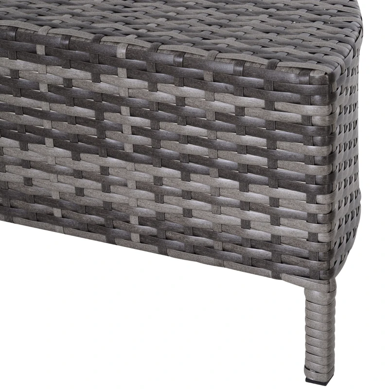 Outsunny 5PC Patio Furniture Set Outdoor Garden Rattan Wicker Sofa Cushioned Half-Moon Seat Deck with Pillow, Table, Grey