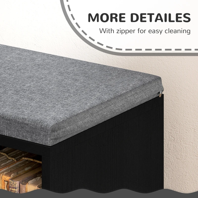 HOMCOM Multi-Purpose Bookshelf with 5 Cubes, 5-Cubby Bookcase with Cushioned Reading Nook and Storage Shelves, Distressed Black