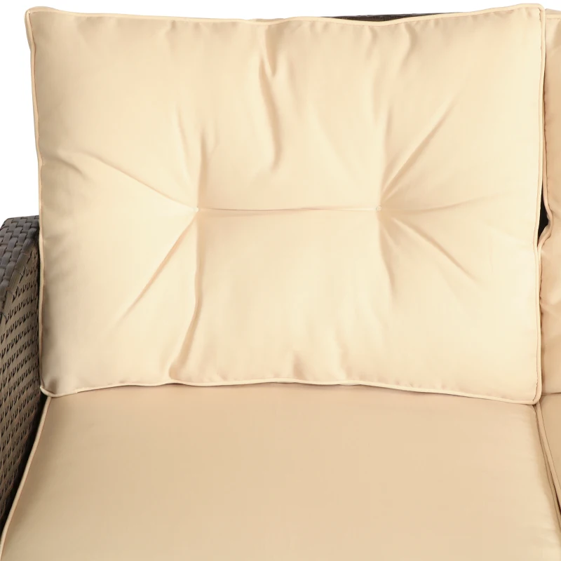 Outsunny 4 Pieces Patio Furniture Sets with Cushions, PE Rattan Wicker Conversation Chairs with Two-Tier Coffee Table for Backyard Porch Garden Poolside and Deck, Beige