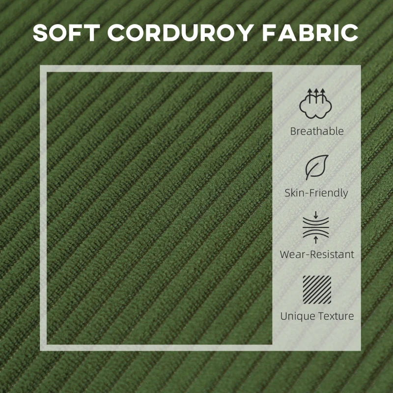 HOMCOM 46.5" Loveseat Couch with USB Ports, Corduroy Love Seat Sofa with Wood Legs for Living Room, Bedroom, Small Space, Green