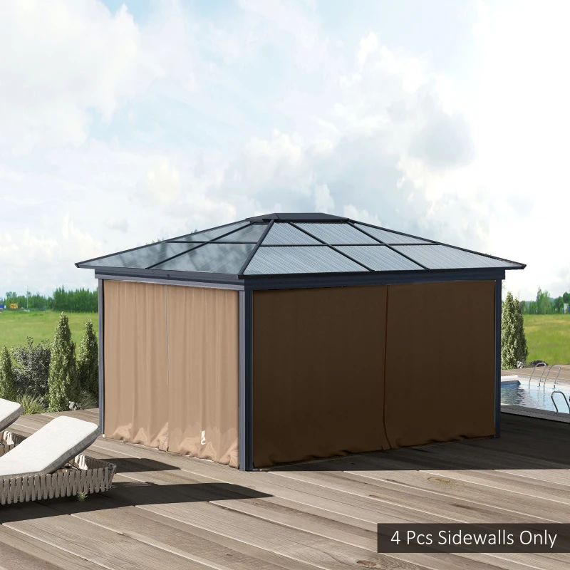 Outsunny 9.84' x 9.84' Gazebo Sidewall Set with Hooks/C-Rings, Brown