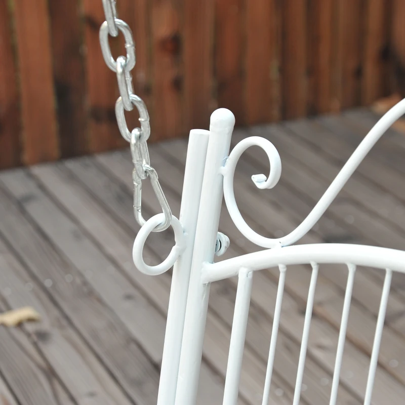 Outsunny Solid Metal 2 Seat Swing Chair Hanging Hammock Outdoor Garden White