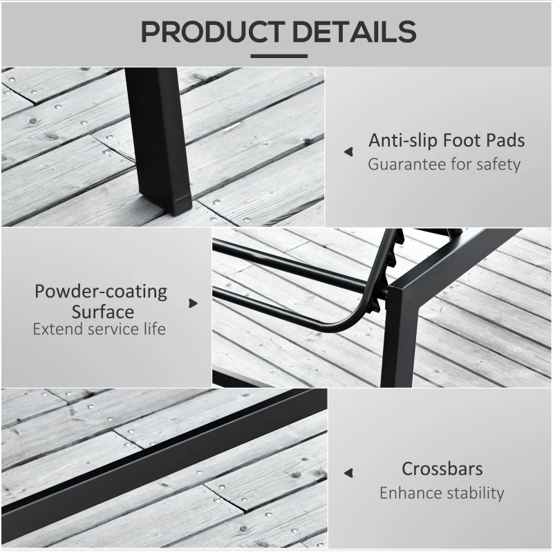 Outsunny Outdoor Chaise Lounge with Wheels, Five Position Recliner for Sunbathing, Suntanning, Steel Frame, Breathable Fabric for Beach, Yard, Patio, Cream White