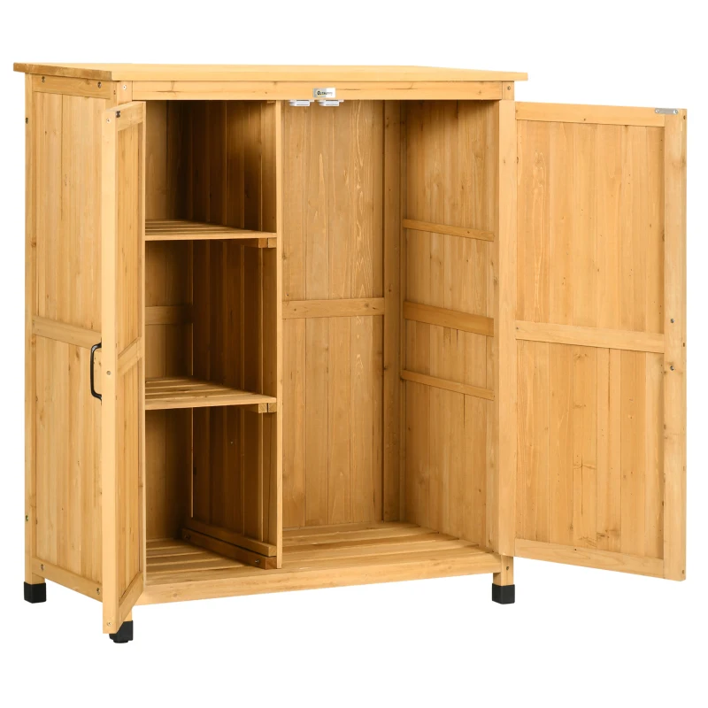 Outsunny Outdoor Storage Cabinet & Potting Table, Wooden Gardening Bench with Patio Cabinet and Magnetic Doors