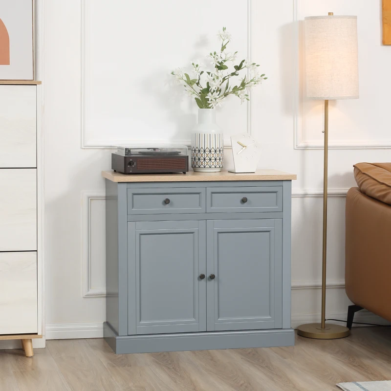 HOMCOM Sideboard Buffet Cabinet, Kitchen Cabinet, Coffee Bar Cabinet with 2 Drawers and Double Door Cupboard for Living Room, Entryway, Dark Gray