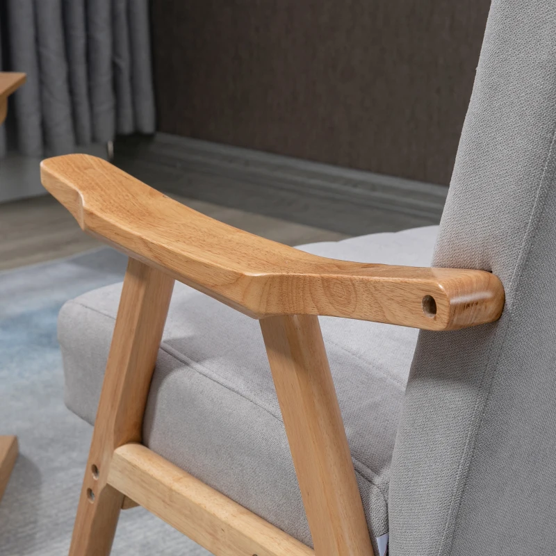 HOMCOM Soft Accent Chair Upholstered Arm Chair for Living Room Furniture Comfy Chair for Bedroom Living Room Chair Gray