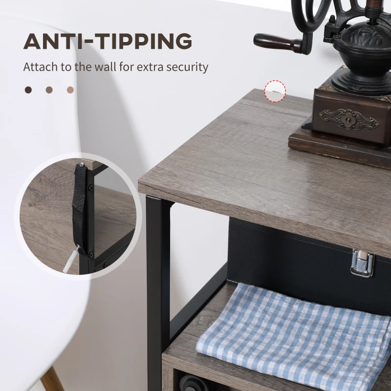 HOMCOM Sideboard Buffet Cabinet, Coffee Bar Cabinet with Sliding Barn Door and Adjustable Shelf for Kitchen, Living Room, Gray