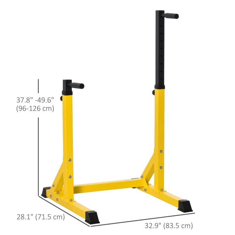 Soozier Dip Station, Body Press Parallel Bar with 10 Adjustable Height, Home Gym Workout Trainer Dip Bar, Yellow