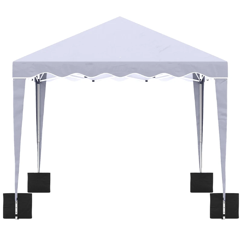 Outsunny 10' x 10' Pop Up Canopy Tent with Sand Bags, Instant Shelter with Adjustable Height and Carry Bag, Garden Outdoor Party Tent, White