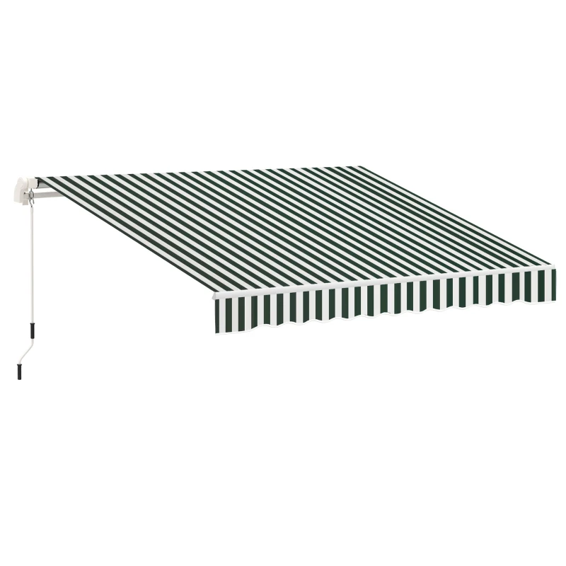 Outsunny 10' x 8' Retractable Awning Fabric Replacement Outdoor Sunshade Canopy Awning Cover, UV Protection, Green and White