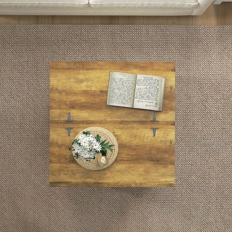 HOMCOM Farmhouse Coffee Table, Square Center Table with Flip-top Lids, Hidden Storage Compartment and Wooden Legs, Antique White