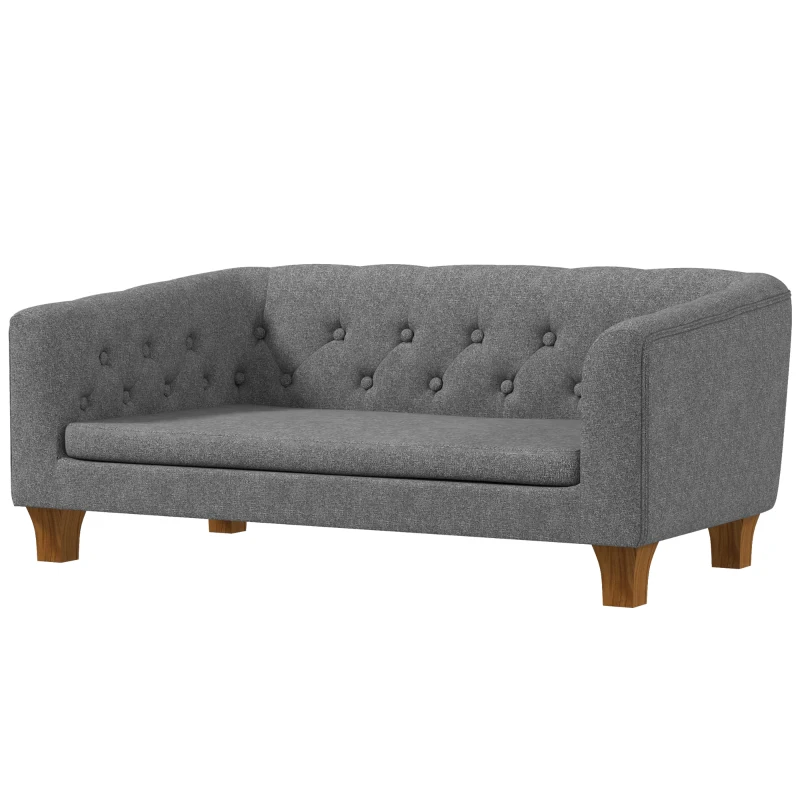 PawHut Raised Dog Sofa, Elevated Pet Sofa for Small Medium Dogs, Gray