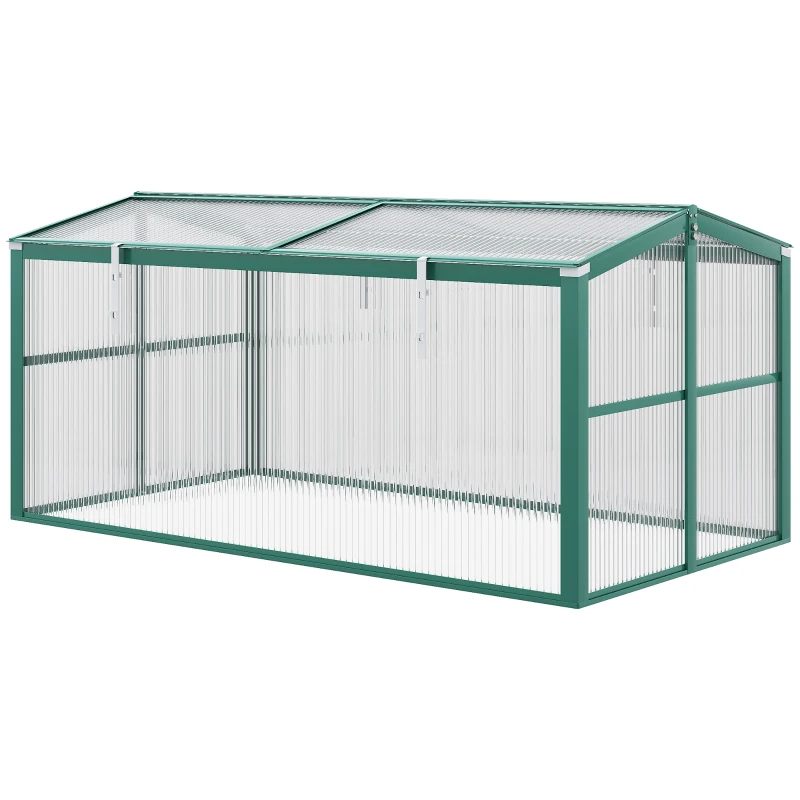 Outsunny Aluminium Cold Frame Greenhouse Garden Portable Raised Planter with Openable Top, 51" x 28" x 24"