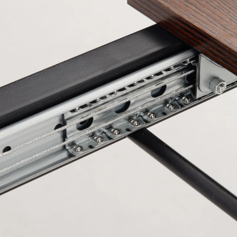 HOMCOM 63"-79" Collapsible Dining Table for 4-6, Foldable Kitchen Table with Steel Frame for Dining Room, Brown Wood Grain