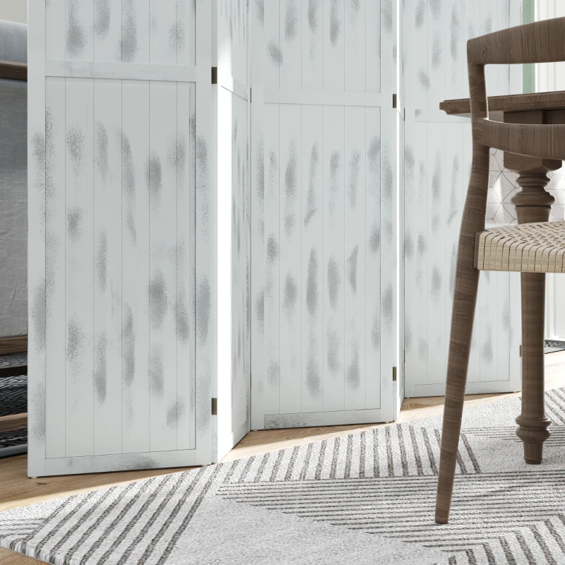 HOMCOM Screen Divider Room Divider Screen with Foldable Design for Indoor Bedroom Office 5.5' Rustic White