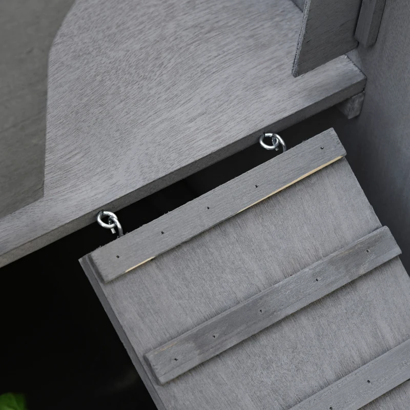 PawHut Rabbit Hutch Bunny Cage Small Animal Habitat with Ramp, Removable Tray and Openable Top, Inddor/Outdoor, Grey