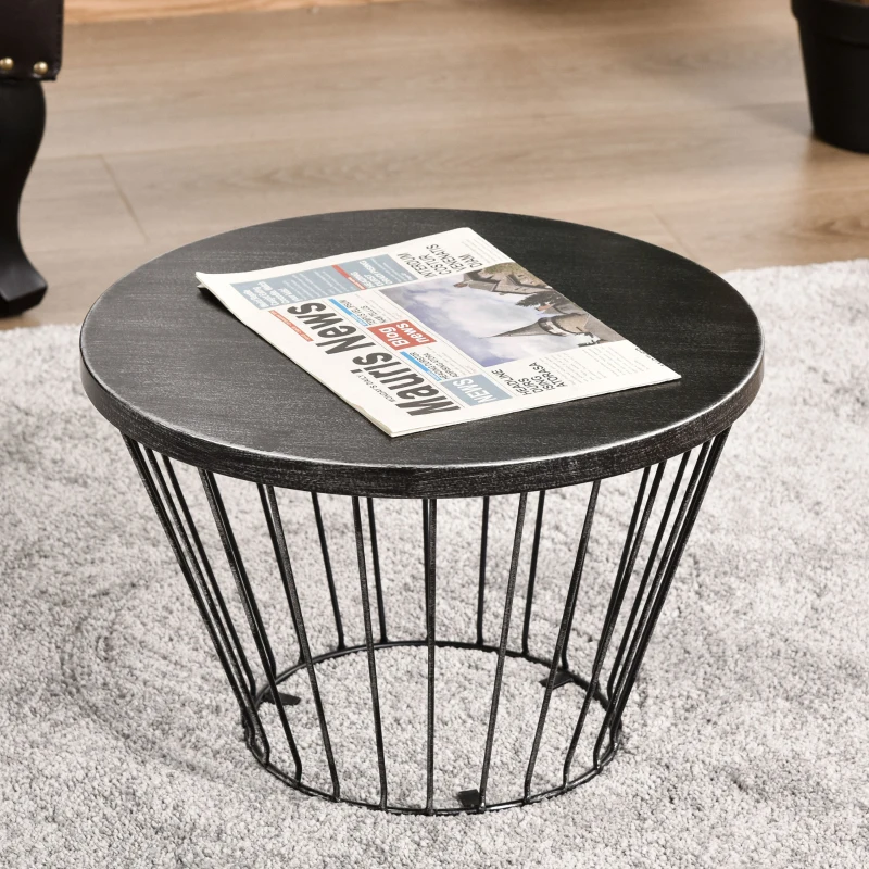 Outsunny 16" Steel Patio Side Table, Garden End Table with Hourglass Design, Accent Table for Outdoor and Indoor Use, Distressed Black