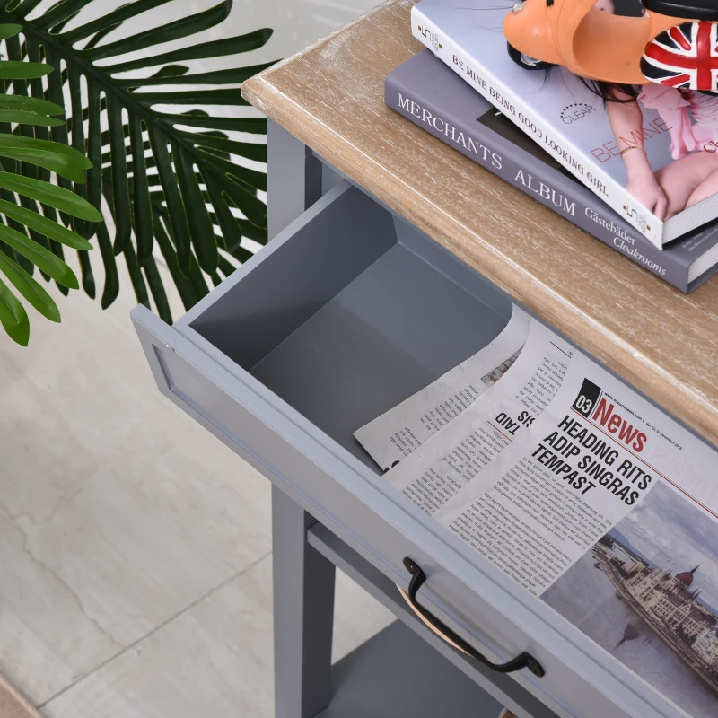 HOMCOM Modern Style Sofa Console Entry Hallway Table with Drawer and Shelves, Sturdy Build, and Large Storage, Grey