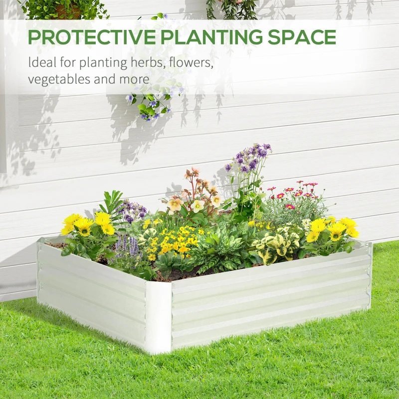 Outsunny Galvanized Raised Garden Bed, 4' x 3' x 1' Outdoor Metal Planter Box, Raised Bed for Growing Flowers and Herbs