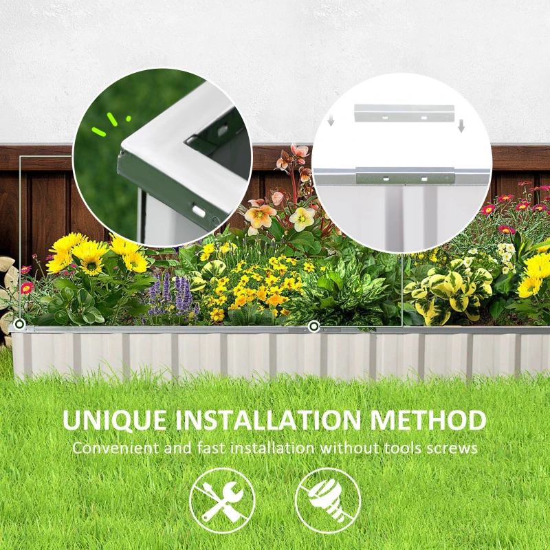Outsunny 8.5' x 3' x 1' Raised Garden Bed, Galvanized Metal Planter Box for Vegetables Flowers Herbs, White