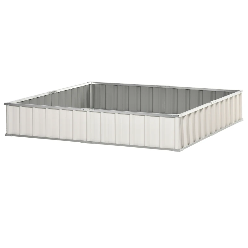 Outsunny 8.5' x 3' x 1' Raised Garden Bed, Galvanized Metal Planter Box for Vegetables Flowers Herbs, White