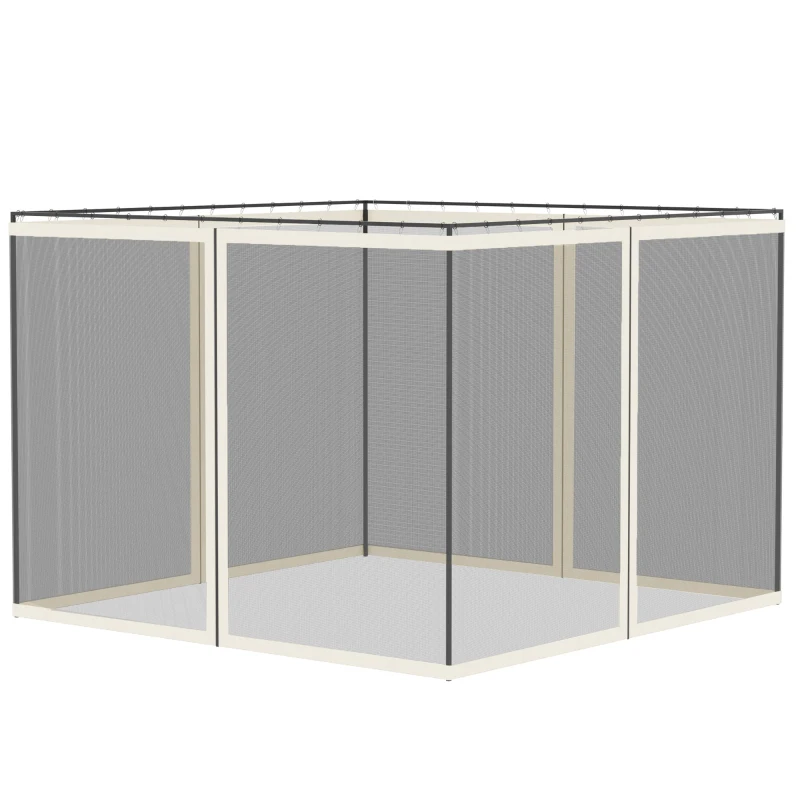 Outsunny Replacement Mosquito Netting for Gazebo 10' x 10' Black Screen Walls for Canopy with Zippers, White