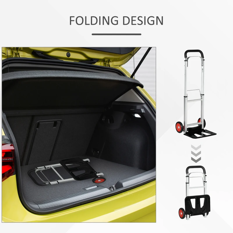 DURHAND Folding Hand Trucks, Aluminum Alloy Dolly Cart with Telescoping Handle and EVA Wheels, 198lbs Capacity for Home Moving and Travel