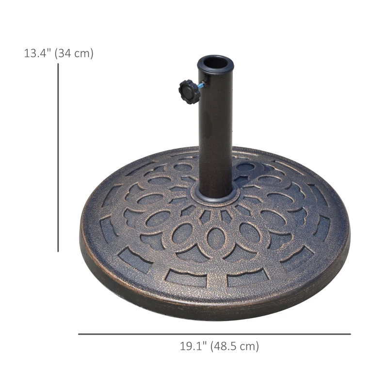 Outsunny 31 lb. Heavy Duty Patio Umbrella Base, Round Market Umbrella Base Holder for Outdoor, Garden, Backyard, Bronze