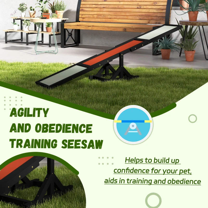 PawHut Wooden Dog Agility Seesaw for Training and Exercise, Black